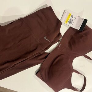Nike Brown Sports Bra and Leggings Set